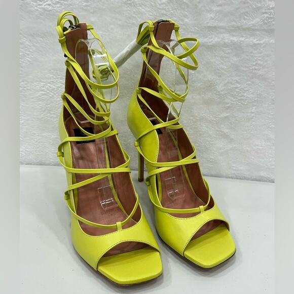 Lita by‎ Ciara Solid Strappy Heel Acid Lime Stiletto Size 40/9.5 New In Box - Picture 2 of 11